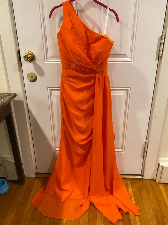 Dresses & Skirts - One-Shoulder Orange Evening Gown size 6 NWOT